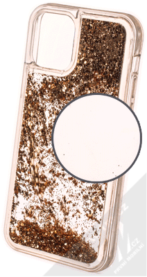 1Mcz Liquid Hexagon Sparkle ochranný kryt s přesýpacím efektem třpytek pro Apple iPhone 12, iPhone 12 Pro zlatá (gold)
