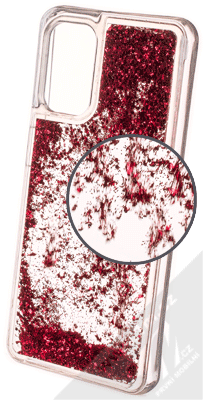 1Mcz Liquid Hexagon Sparkle ochranný kryt s přesýpacím efektem třpytek pro Samsung Galaxy A32 5G červená (red)