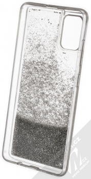 1Mcz Liquid Pearl ochranný kryt s přesýpacím efektem třpytek pro Samsung Galaxy A51 stříbrná (silver) zepředu