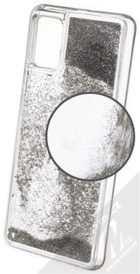 1Mcz Liquid Pearl ochranný kryt s přesýpacím efektem třpytek pro Samsung Galaxy A51 stříbrná (silver)