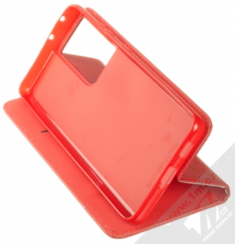 1Mcz Magnet Book Color flipové pouzdro pro Samsung Galaxy S21 Ultra červená (red) stojánek