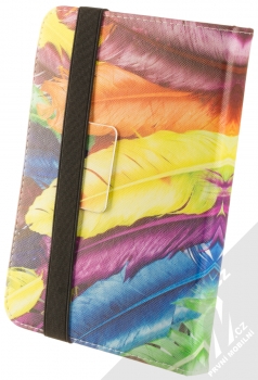1Mcz Orbi Pestrobarevné peří flipové pouzdro pro tablet od 7 do 8 palců duhová (rainbow) zezadu