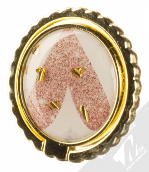 1Mcz Ring Emblém Srdce držák na prst bílá růžová (white pink)