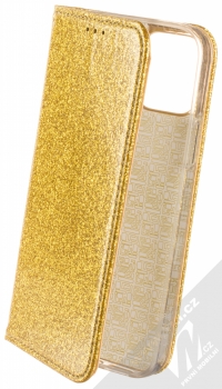 1Mcz Shining Book třpytivé flipové pouzdro pro Apple iPhone 12, iPhone 12 Pro zlatá (gold)