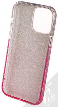 1Mcz Shining Duo TPU třpytivý ochranný kryt pro Apple iPhone 13 Pro Max stříbrná růžová (silver pink) zepředu