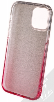 1Mcz Shining Duo TPU třpytivý ochranný kryt pro Apple iPhone 12, iPhone 12 Pro stříbrná růžová (silver pink) zepředu