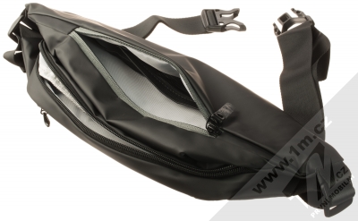 1Mcz Shoulder Bag Leather kožené sportovní pouzdro přes rameno s trojí kapsičkou pro mobilní telefon od 5.0 do 6.5 palců černá (black) přední menší kapsička