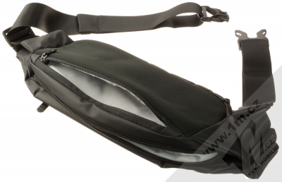 1Mcz Shoulder Bag Leather kožené sportovní pouzdro přes rameno s trojí kapsičkou pro mobilní telefon od 5.0 do 6.5 palců černá (black) zadní kapsička