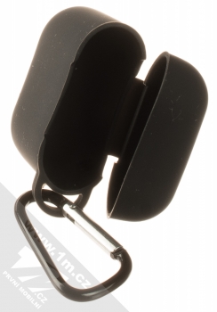 1Mcz Silicone Basic silikonové pouzdro pro sluchátka Apple AirPods černá (black) otevřené