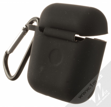 1Mcz Silicone Basic silikonové pouzdro pro sluchátka Apple AirPods černá (black) zezadu
