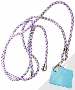1Mcz Swing-L univerzální šňůrka délky až 165cm na krk s podložkou pod ochranný kryt bílá fialová (white violet)