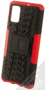 1Mcz Tread Stand odolný ochranný kryt se stojánkem pro Samsung Galaxy A51 červená černá (red black)