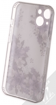 1Mcz Trendy Fialové lilie za světla Skinny TPU ochranný kryt pro Apple iPhone 13 bílá fialová (white purple) zepředu
