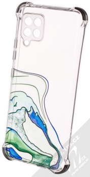 1Mcz Trendy Vodomalba Anti-Shock Skinny TPU ochranný kryt pro Samsung Galaxy A42 5G průhledná zelená černá (transparent green black)