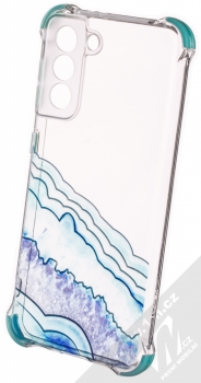 1Mcz Trendy Vodomalba Anti-Shock Skinny TPU ochranný kryt pro Samsung Galaxy S21 průhledná modrá (transparent blue)