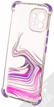1Mcz Trendy Vodomalba Anti-Shock Skinny TPU ochranný kryt pro Xiaomi Mi 11 průhledná růžová fialová (transparent pink violet) zepředu