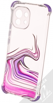 1Mcz Trendy Vodomalba Anti-Shock Skinny TPU ochranný kryt pro Xiaomi Mi 11 průhledná růžová fialová (transparent pink violet)