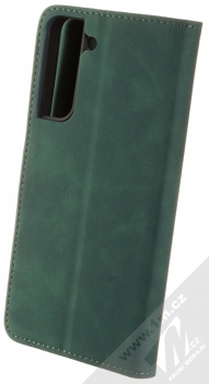 1Mcz Velvet Book flipové pouzdro pro Samsung Galaxy S22 Plus 5G tmavě zelená (dark green) zezadu