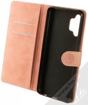 1Mcz Velvety Burrow Tygr 1 Book flipové pouzdro pro Samsung Galaxy A32 5G, Galaxy M32 5G světle růžová (light pink) otevřené