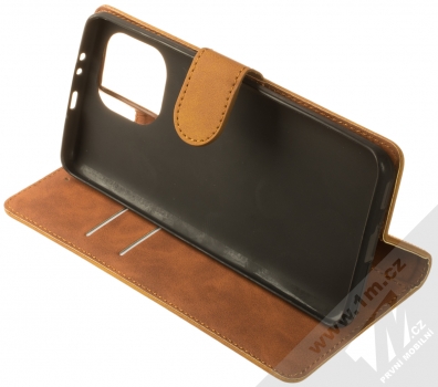 1Mcz Velvety Marten Book flipové pouzdro pro Xiaomi Mi 11 okrově hnědá (ochre brown) stojánek