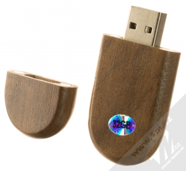 1Mcz Wooden Data Briefcase 32GB USB 2.0 Flash disk ve dřevě a dřevěném kufříku ořechově hnědá (walnut brown) flash disk
