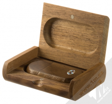 1Mcz Wooden Data Briefcase 32GB USB 2.0 Flash disk ve dřevě a dřevěném kufříku ořechově hnědá (walnut brown) kufřík a flash disk