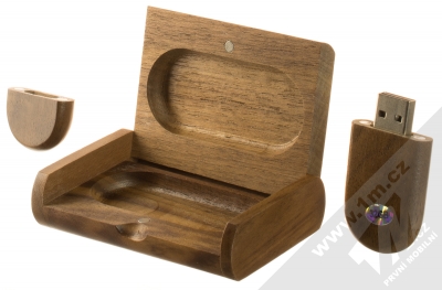 1Mcz Wooden Data Briefcase 32GB USB 2.0 Flash disk ve dřevě a dřevěném kufříku ořechově hnědá (walnut brown)