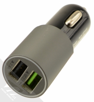 4smarts Rapid nabíječka do auta s 2x USB výstupem 2.4A a technologií Qualcomm Quick Charge 2.0 pro mobilní telefon, mobil, smartphone šedá (matt grey) konektory