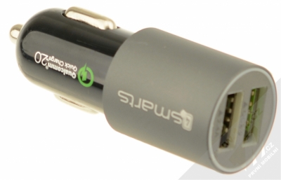 4smarts Rapid nabíječka do auta s 2x USB výstupem 2.4A a technologií Qualcomm Quick Charge 2.0 pro mobilní telefon, mobil, smartphone šedá (matt grey)