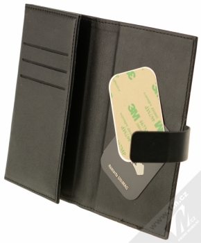 4smarts Ultimag Card Book Wallstreet do 5,2 univerzální flipové pouzdro černá (black) otevřené s kovovými plíšky