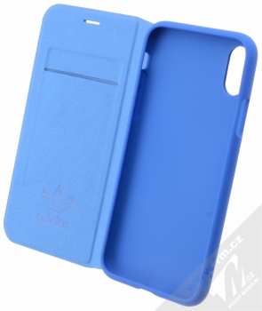 Adidas Originals Booklet Case flipové pouzdro pro Apple iPhone X (CJ1281) modrá bílá (blue white) otevřené