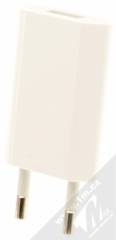 Apple A1400 originální nabíječka 5W + Apple MD818ZM/A originální USB kabel s Lightning konektorem bílá (white) nabíječka zezadu