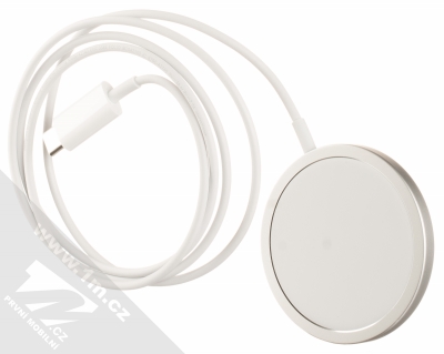 Apple A2140 MagSafe Charger originální bezdrátová nabíječka pro Apple iPhone a Apple Watch (MHXH3ZM/A) bílá (white) komplet