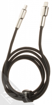 Baseus Cafule Metal Cable opletený USB Type-C kabel s Apple Lightning konektorem (CATLJK-A01) stříbrná černá (silver black) komplet