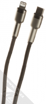Baseus Cafule Metal Cable opletený USB Type-C kabel s Apple Lightning konektorem (CATLJK-A01) stříbrná černá (silver black)