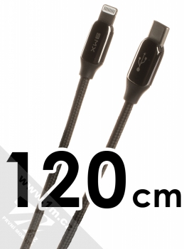 BMX Sequins Cable opletený USB Type-C kabel délky 120cm s Apple Lightning konektorem (CATLLP-A01) celočerná (all black)