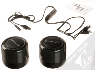 Borofone BP12 2-in-1 Sada Bluetooth reproduktorů se světelnými efekty 2 ks černá (black) balení