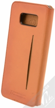 Bugatti Parigi Full Grain Leather Booklet Case flipové pouzdro z pravé kůže pro Samsung Galaxy S8 Plus hnědá (cognac) zezadu