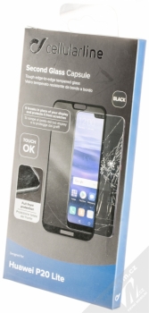 CellularLine Second Glass Capsule ochranné tvrzené sklo na kompletní displej pro Huawei P20 Lite černá (black) krabička