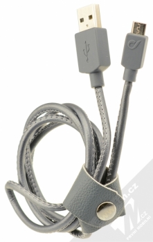 CellularLine USB Cable Executive kožený USB kabel s microUSB konektorem šedá (grey) balení