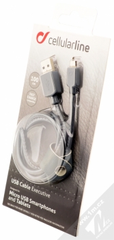 CellularLine USB Cable Executive kožený USB kabel s microUSB konektorem šedá (grey) krabička