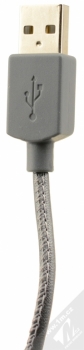 CellularLine USB Cable Executive kožený USB kabel s microUSB konektorem šedá (grey) USB konektor