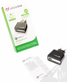CellularLine USB Charger Ultra 18W nabíječka do sítě s USB výstupem a technologií Qualcomm Quick Charge 3.0 černá (black) balení