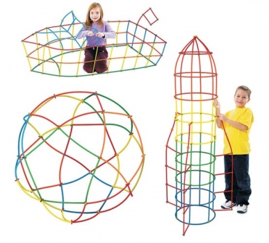 1Mcz Dětská kreativní konstrukční stavebnice ze slámek, brček, 408ks vícebarevné (multicolor)