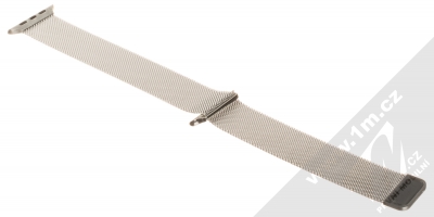 Devia Elegant Milanese Loop magnetický pásek z leštěného kovu na zápěstí pro Apple Watch 42mm, Watch 44mm, Watch 45mm stříbrná (silver) rozepnuté