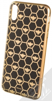 Disney Medvídek Pú a Včely 014 TPU pokovený ochranný silikonový kryt s motivem pro Apple iPhone XS Max černá zlatá (black gold)