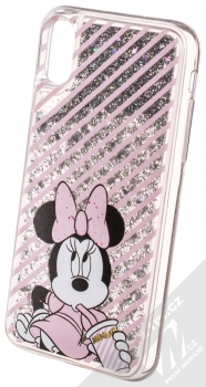 Disney Sand Minnie Mouse 017 ochranný kryt s přesýpacím efektem třpytek s motivem pro Apple iPhone X, iPhone XS průhledná stříbrná (transparent silver) animace 2