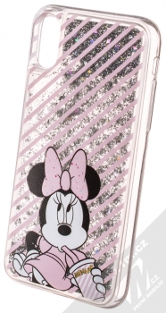 Disney Sand Minnie Mouse 017 ochranný kryt s přesýpacím efektem třpytek s motivem pro Apple iPhone X, iPhone XS průhledná stříbrná (transparent silver) animace 3
