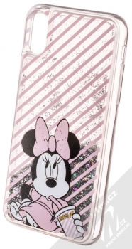 Disney Sand Minnie Mouse 017 ochranný kryt s přesýpacím efektem třpytek s motivem pro Apple iPhone X, iPhone XS průhledná stříbrná (transparent silver) animace 5