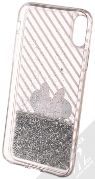 Disney Sand Minnie Mouse 017 ochranný kryt s přesýpacím efektem třpytek s motivem pro Apple iPhone X, iPhone XS průhledná stříbrná (transparent silver) zepředu